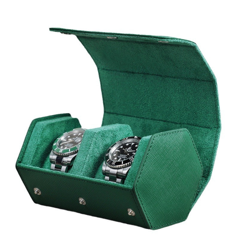 Luxury Genuine Leather Watch Storage Box Premium Travel & Display Organizer for 2 Watches