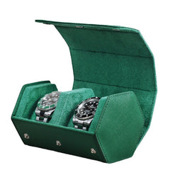 Luxury Genuine Leather Watch Storage Box Premium Travel & Display Organizer for 2 Watches