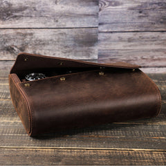 Luxury Genuine Leather Watch Roll Case — Holds 6 Watches for Travel & Storage Box