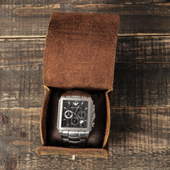Luxury Genuine Leather Watch Roll – Premium Compact Storage Case for Watches