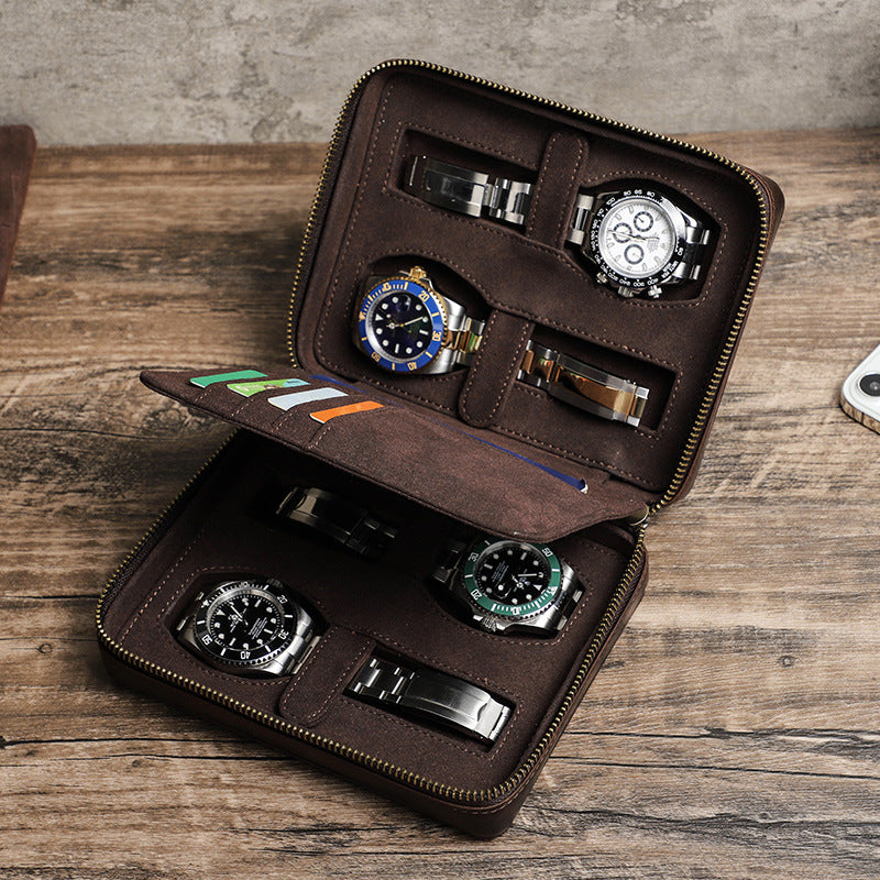 2025 New Arrival Premium Genuine Leather Watch Case – Secure & Stylish Storage Solution