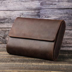 Luxury Genuine Leather Watch Roll Case — Holds 6 Watches for Travel & Storage Box