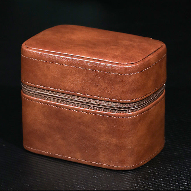 Luxury Genuine Leather Watch Case – Premium Travel Organizer for 2 Watches